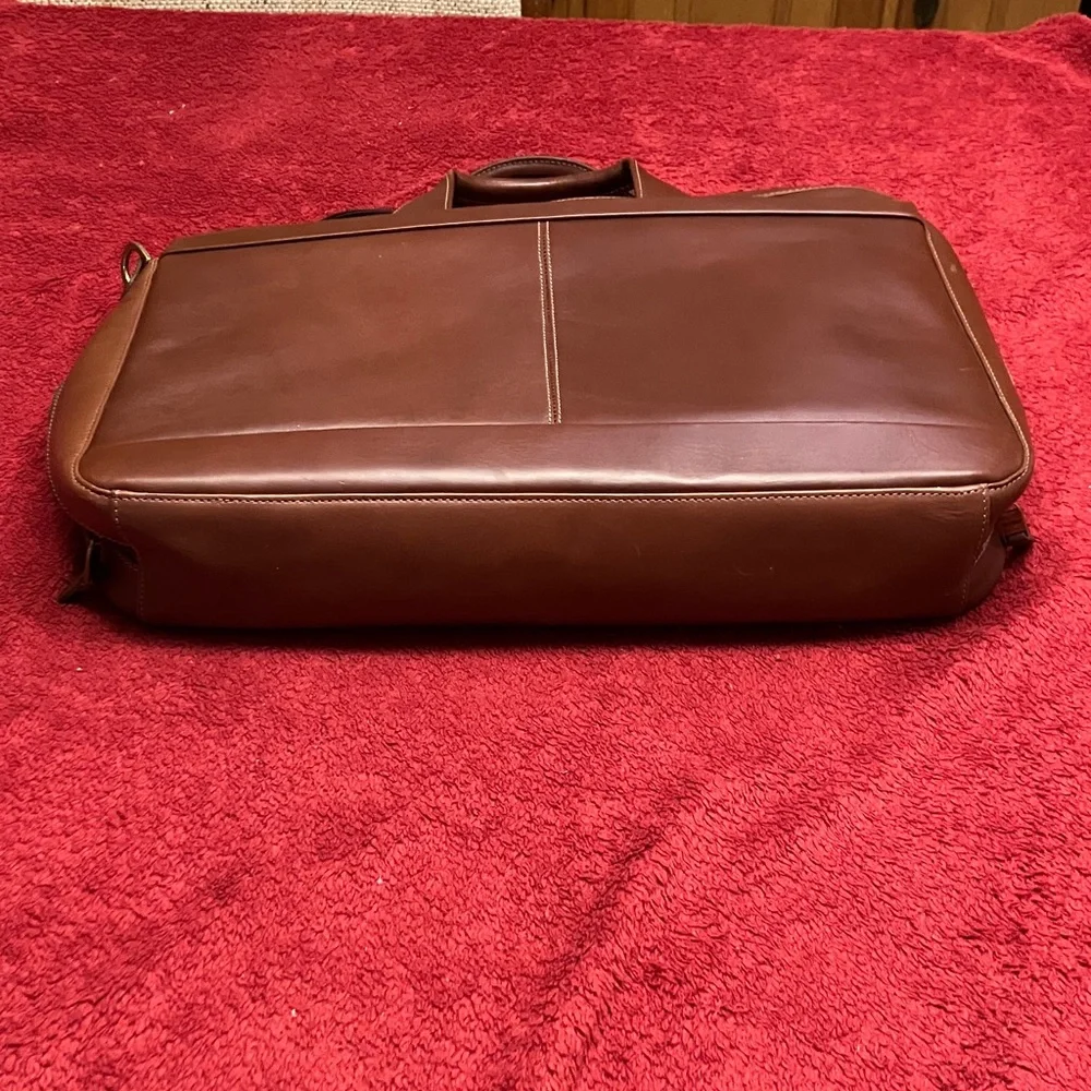 Alliance Collection Leather Briefcase/Attache w Shoulder Strap, Light Brown